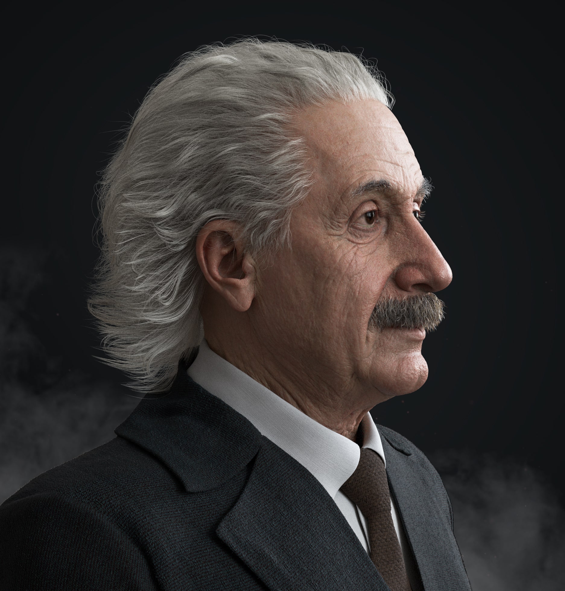 Albert Einstein 3D Model Side View