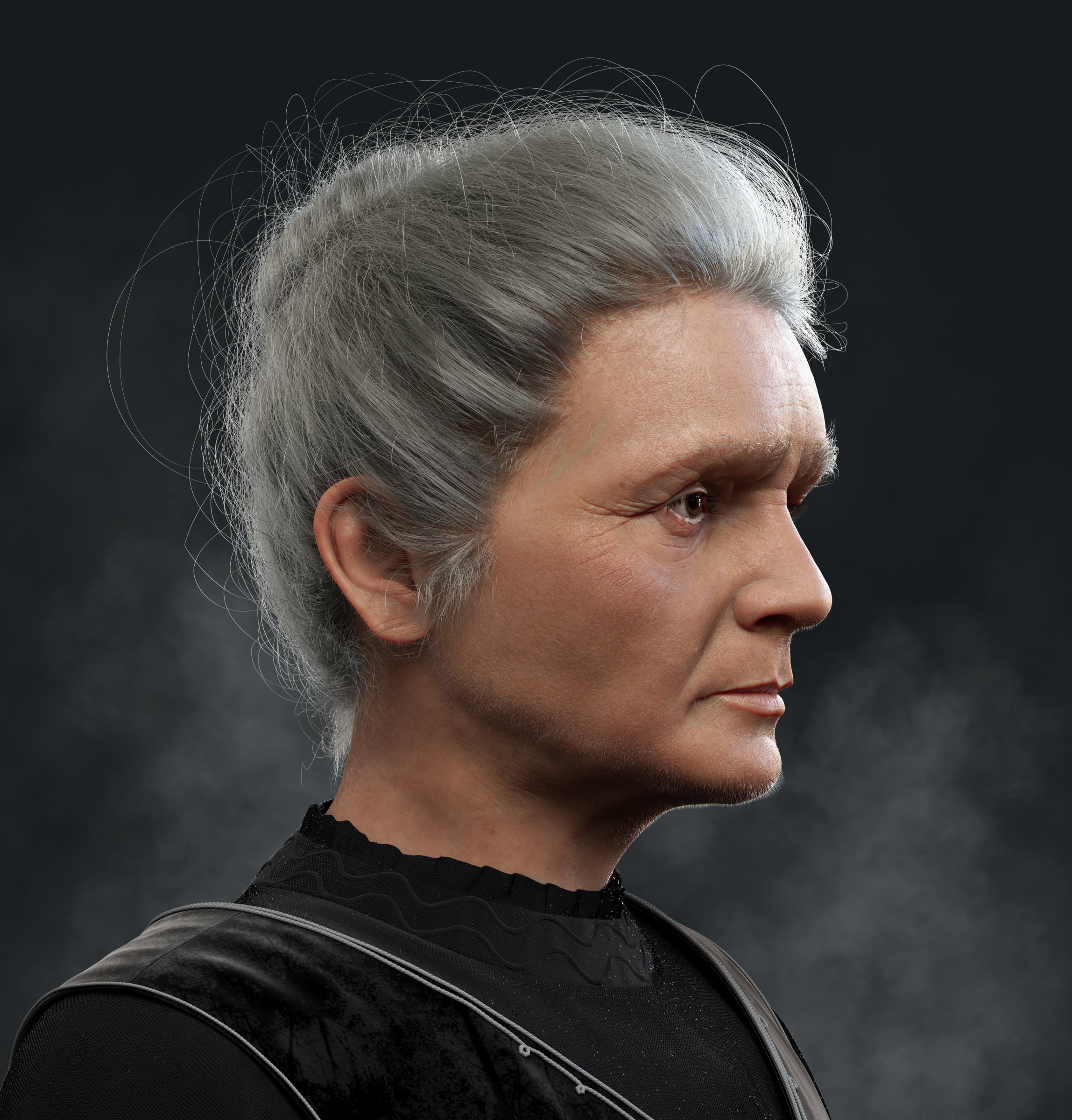 Marie Curie 3D Model Side View